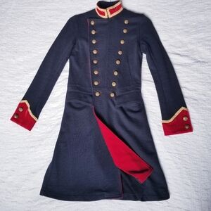 Denim & Supply Ralph Lauren Navy Military Jacket Red Velvet Gold Buttons